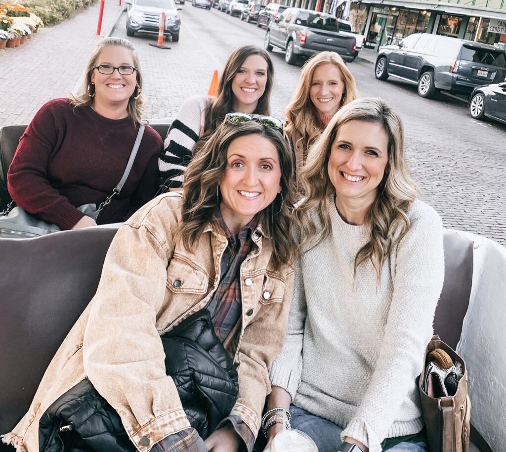 Friends on the horse drawn carriage ride