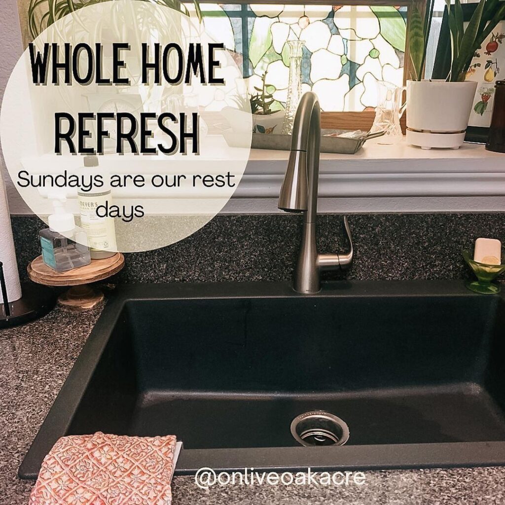 Clean sink in front of stained glass window